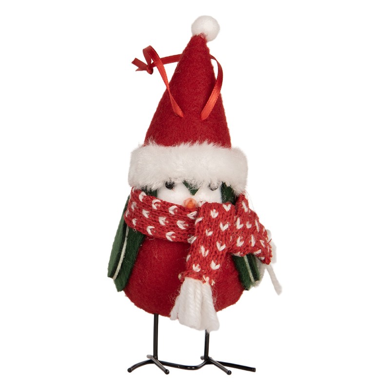 Clayre & Eef Decoratie Vogel 6x6x14 cm Rood Synthetisch