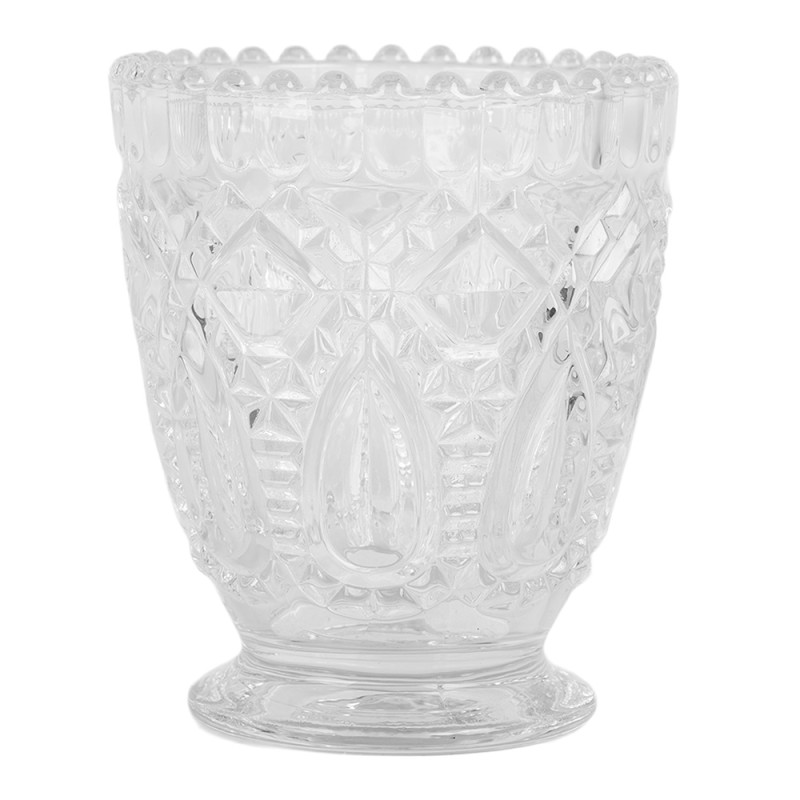 Clayre & Eef Tealight Holder Ø 9x10 cm Transparent Glass