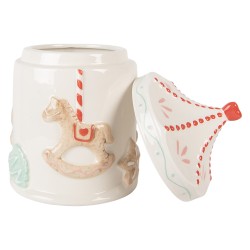 Clayre & Eef Barattolo di stoccaggio Ø 15x22 cm Bianco Marrone Ceramica