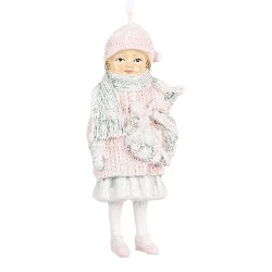 Clayre & Eef Kersthanger Kind 11 cm Rood Zwart Kunststof