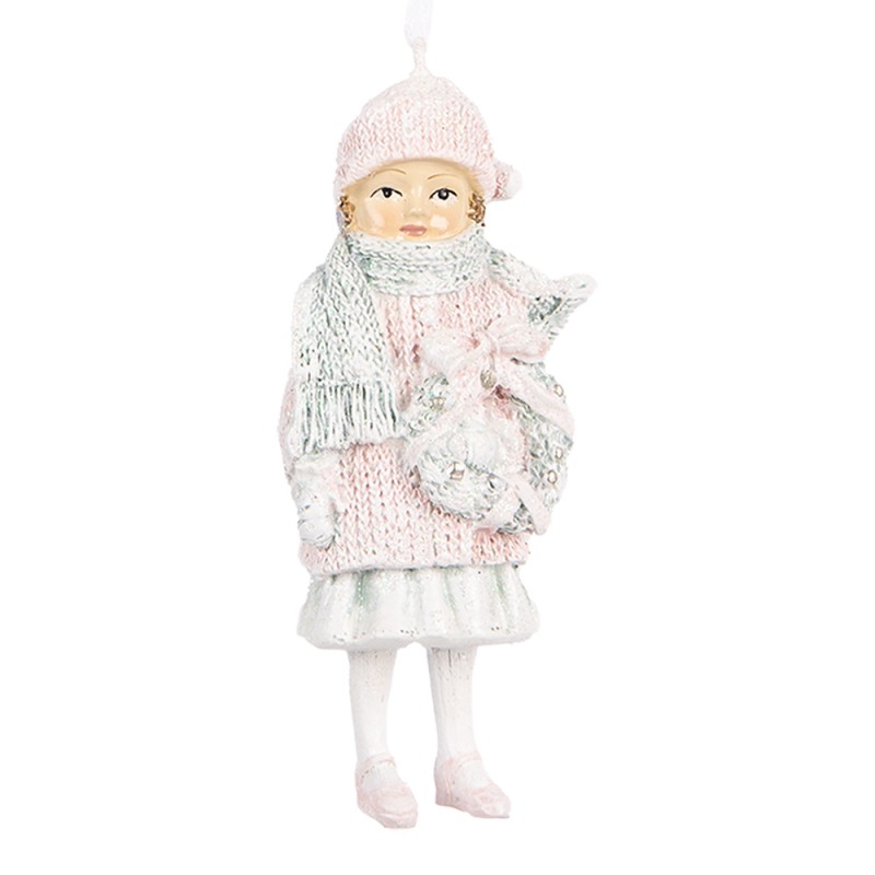 Clayre & Eef Kersthanger Kind 11 cm Rood Zwart Kunststof