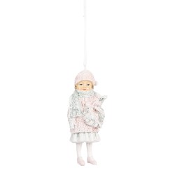 Clayre & Eef Kersthanger Kind 11 cm Rood Zwart Kunststof