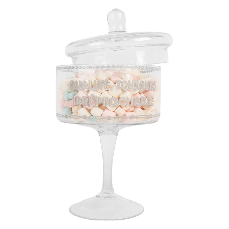 Clayre & Eef Pot de stockage Ø 13x24 cm Transparent Verre