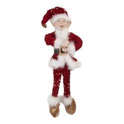 Clayre & Eef Dekoration Elf 10x6x46 cm Rot Synthetisch