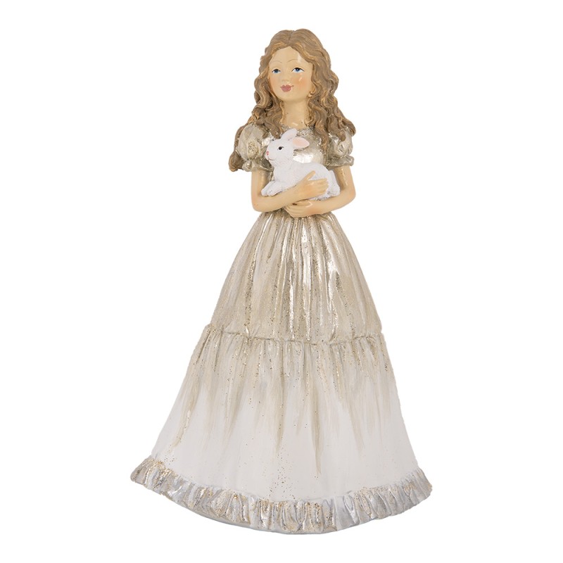 Clayre & Eef Kerstdecoratie Beeld Meisje 14x11x22 cm Beige Kunststof