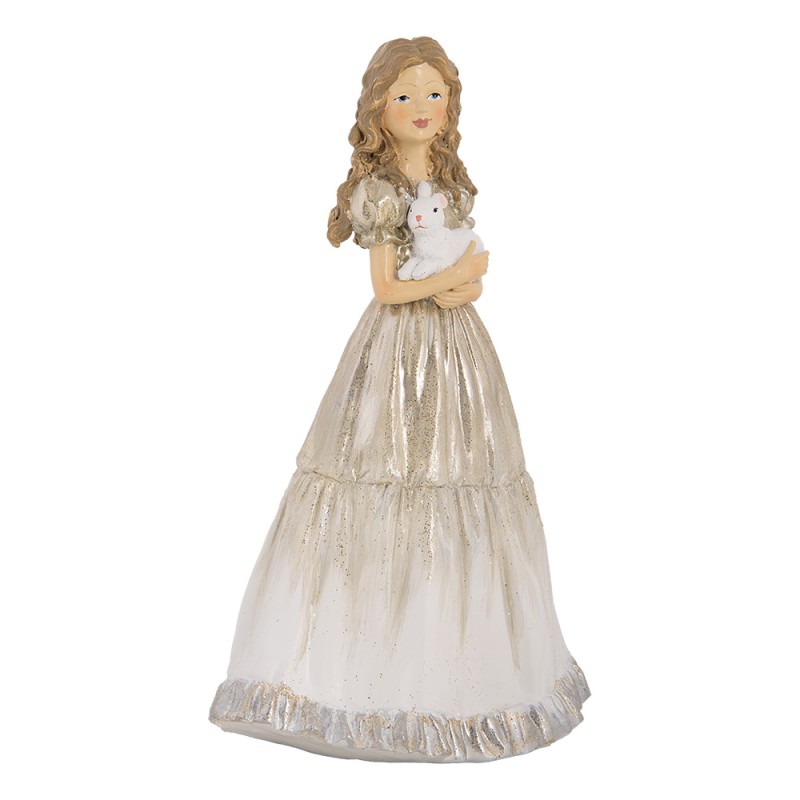Clayre & Eef Kerstdecoratie Beeld Meisje 14x11x22 cm Beige Kunststof