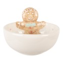 Clayre & Eef Decoratie schaal 250 ml Wit Bruin Keramiek