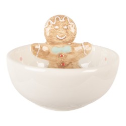Clayre & Eef Decoratie schaal 250 ml Wit Bruin Keramiek
