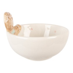 Clayre & Eef Decoratie schaal 250 ml Wit Bruin Keramiek