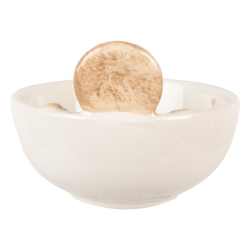 Clayre & Eef Decoratie schaal 250 ml Wit Bruin Keramiek