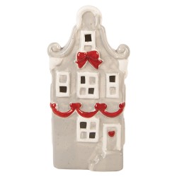 Clayre & Eef Decorativa Casa con LED Casa 11x9x22 cm Grigio Ceramica