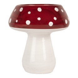 Clayre & Eef Tealight Holder Ø 7x7 cm Red White Glass