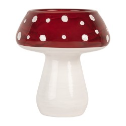 Clayre & Eef Tealight Holder Ø 7x7 cm Red White Glass