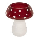 Clayre & Eef Tealight Holder Ø 7x7 cm Red White Glass