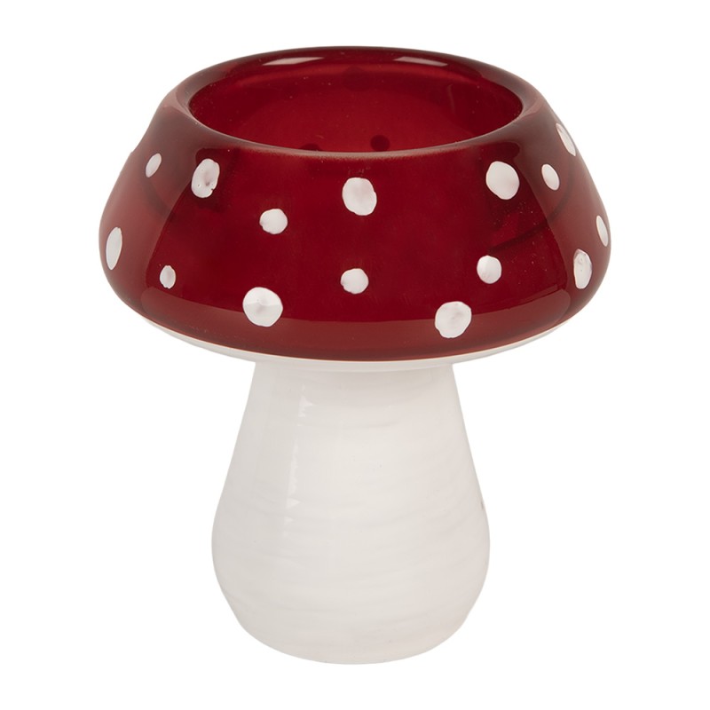 Clayre & Eef Tealight Holder Ø 7x7 cm Red White Glass