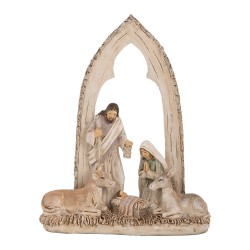 Clayre & Eef Weihnachtsdekorationsfigur Krippe 18x7x22 cm Beige Kunststoff