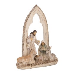 Clayre & Eef Weihnachtsdekorationsfigur Krippe 18x7x22 cm Beige Kunststoff