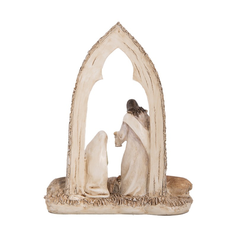 Clayre & Eef Weihnachtsdekorationsfigur Krippe 18x7x22 cm Beige Kunststoff