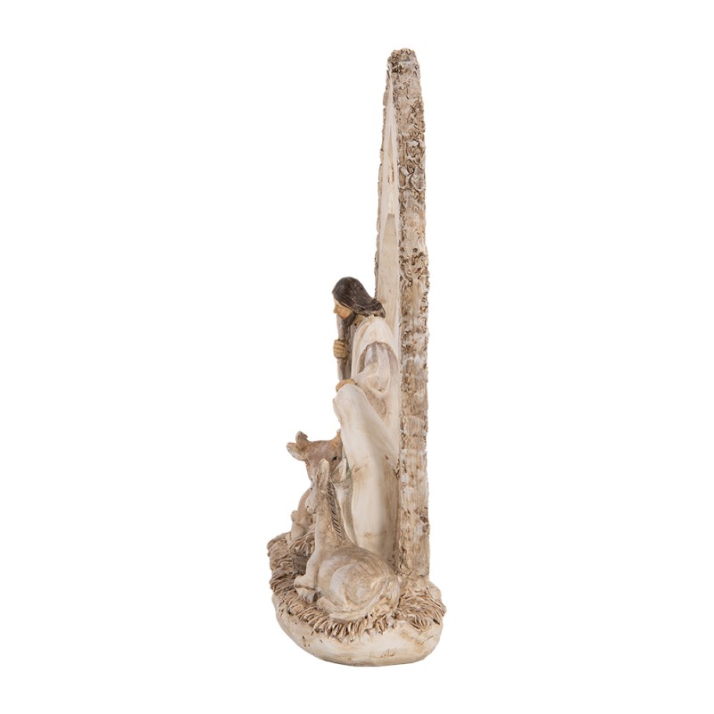 Clayre & Eef Weihnachtsdekorationsfigur Krippe 18x7x22 cm Beige Kunststoff