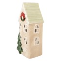 Clayre & Eef Teelichthalter Haus 9x8x20 cm Beige Keramik