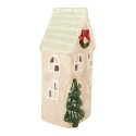Clayre & Eef Teelichthalter Haus 9x8x20 cm Beige Keramik