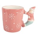 Clayre & Eef Mug Père Noël 400 ml Rose Céramique