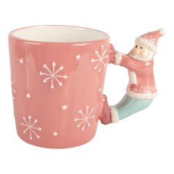 Clayre & Eef Mug Père Noël 400 ml Rose Céramique