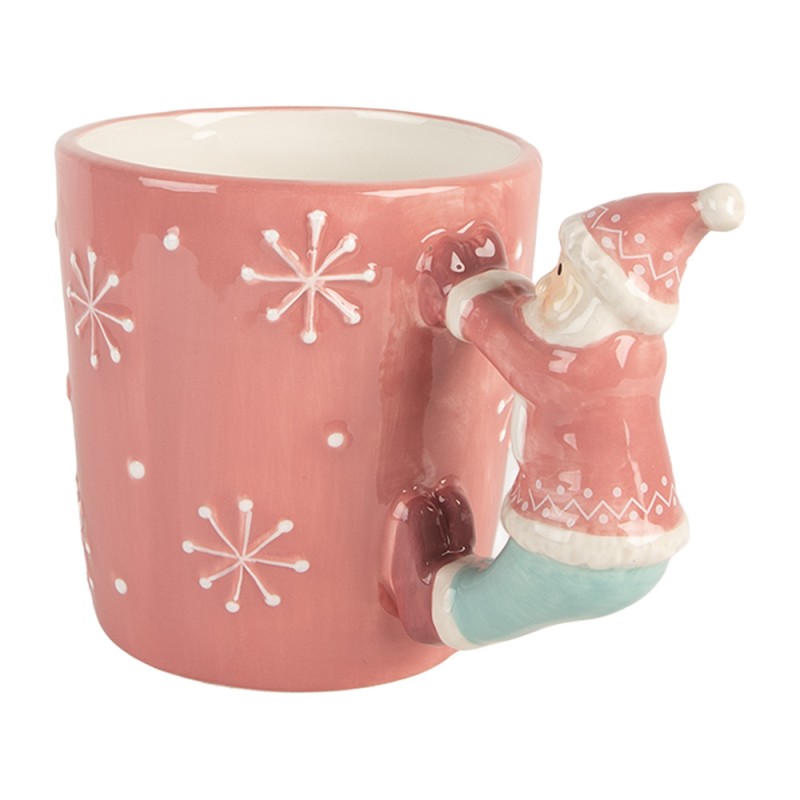 Clayre & Eef Mug Père Noël 400 ml Rose Céramique