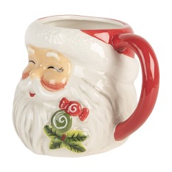 Clayre & Eef Tasse Weihnachtsmann 550 ml Weiß Rot Keramik