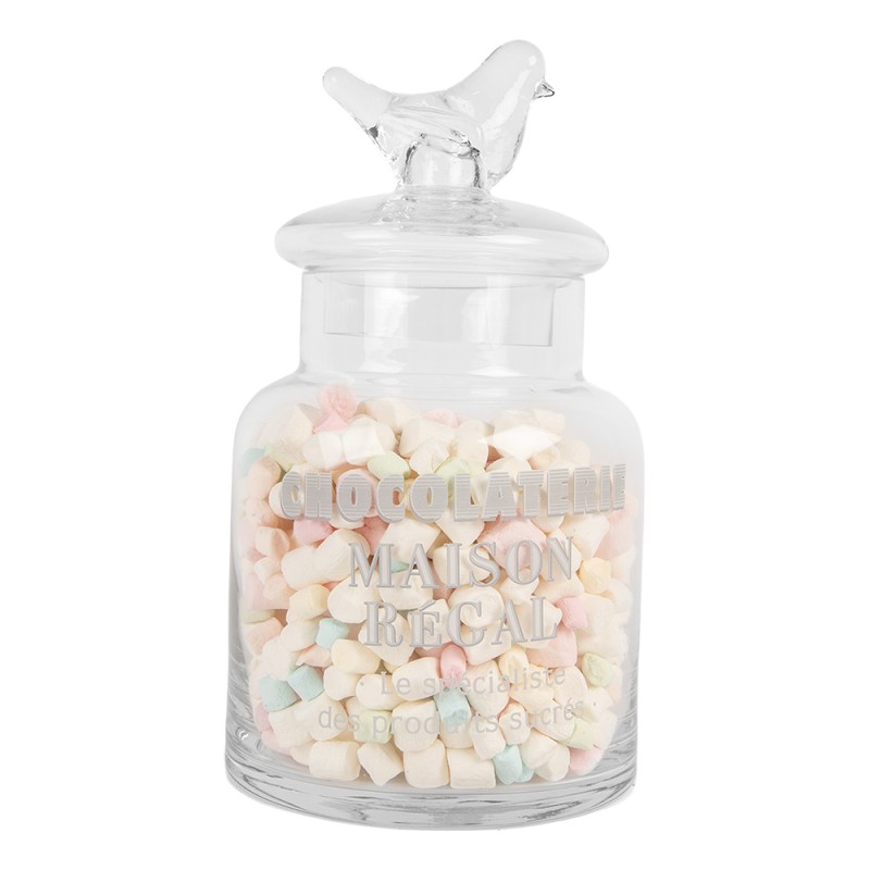 Clayre & Eef Pot de stockage Ø 13x23 cm Transparent Verre