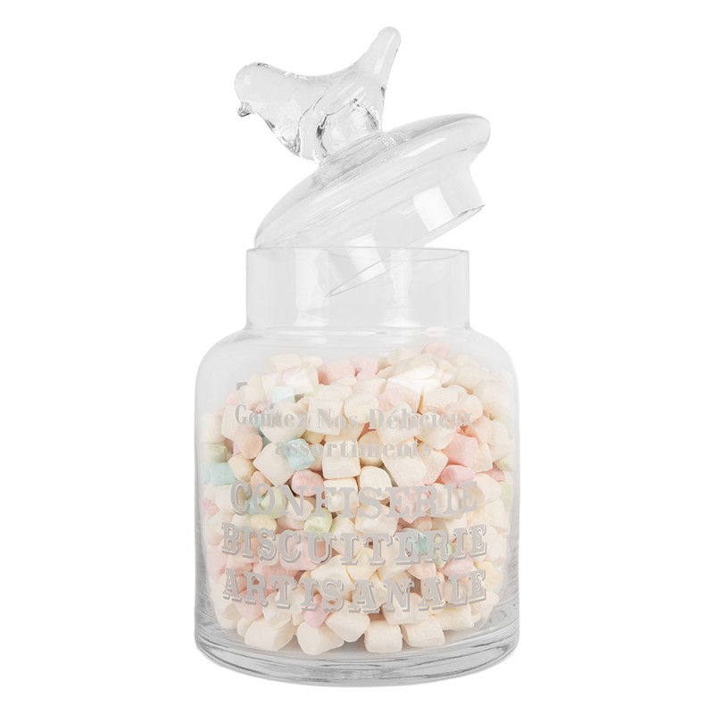 Clayre & Eef Pot de stockage Ø 13x23 cm Transparent Verre