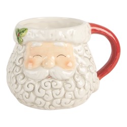 Clayre & Eef Mug Santa Claus 550 ml White Ceramic