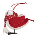 Clayre & Eef Decoration Bird 6x6x14 cm Red White Synthetic