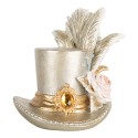 Clayre & Eef Dekorationsfigur Hut 13x11x13 cm Silberfarbig Kunststoff