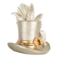 Clayre & Eef Dekorationsfigur Hut 13x11x13 cm Silberfarbig Kunststoff