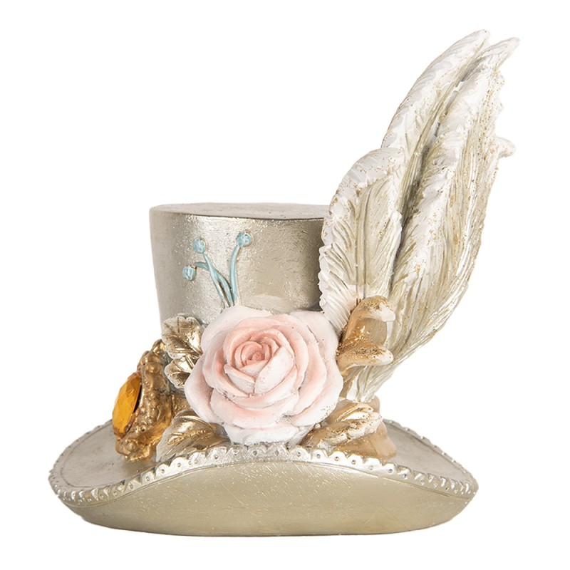 Clayre & Eef Dekorationsfigur Hut 13x11x13 cm Silberfarbig Kunststoff