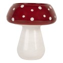 Clayre & Eef Tealight Holder Ø 8x9 cm Red White Glass