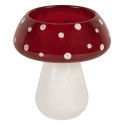 Clayre & Eef Tealight Holder Ø 8x9 cm Red White Glass