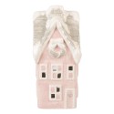 Clayre & Eef Dekoratives Haus mit LED Haus 11x9x24 cm Rosa Keramik