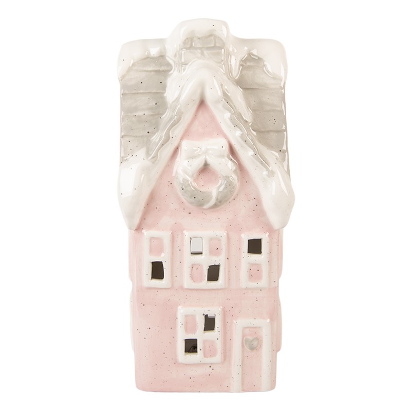 Clayre & Eef Dekoratives Haus mit LED Haus 11x9x24 cm Rosa Keramik