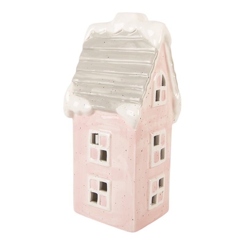 Clayre & Eef Dekoratives Haus mit LED Haus 11x9x24 cm Rosa Keramik