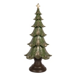 Clayre & Eef Weihnachtsdekorationsfigur Weihnachtsbaum Ø 18x41 cm Grün Kunststoff