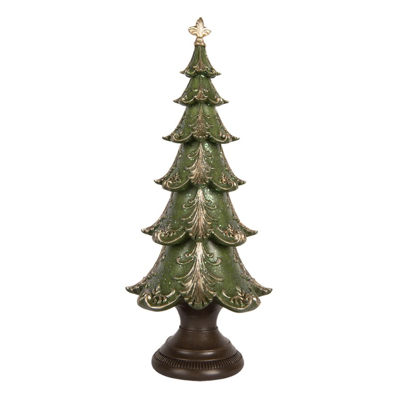 Clayre & Eef Weihnachtsdekorationsfigur Weihnachtsbaum Ø 18x41 cm Grün Kunststoff