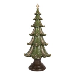 Clayre & Eef Weihnachtsdekorationsfigur Weihnachtsbaum Ø 18x41 cm Grün Kunststoff