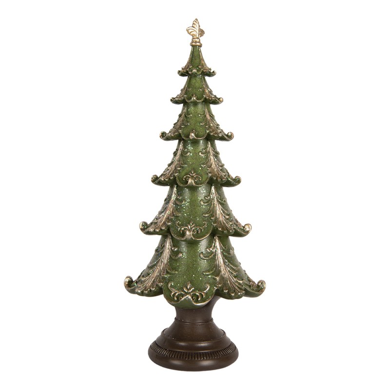 Clayre & Eef Weihnachtsdekorationsfigur Weihnachtsbaum Ø 18x41 cm Grün Kunststoff