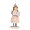 Clayre & Eef Kersthanger Kind 11 cm Roze Kunststof