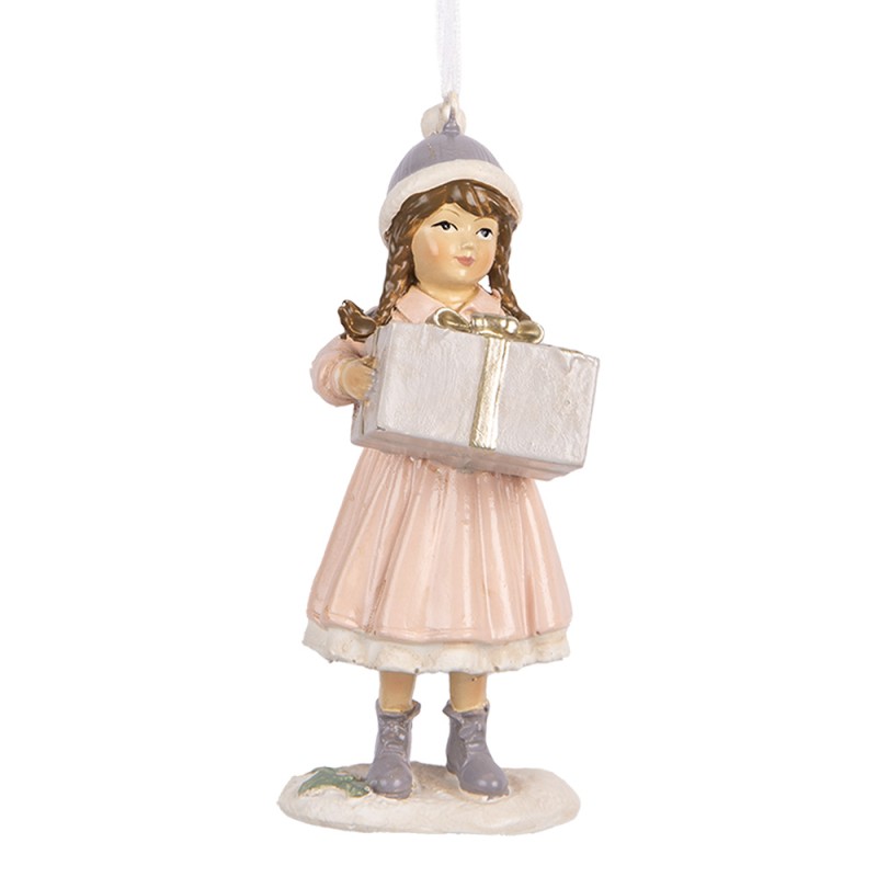 Clayre & Eef Kersthanger Kind 11 cm Roze Kunststof