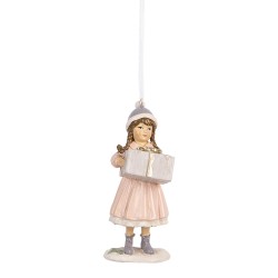 Clayre & Eef Kersthanger Kind 11 cm Roze Kunststof
