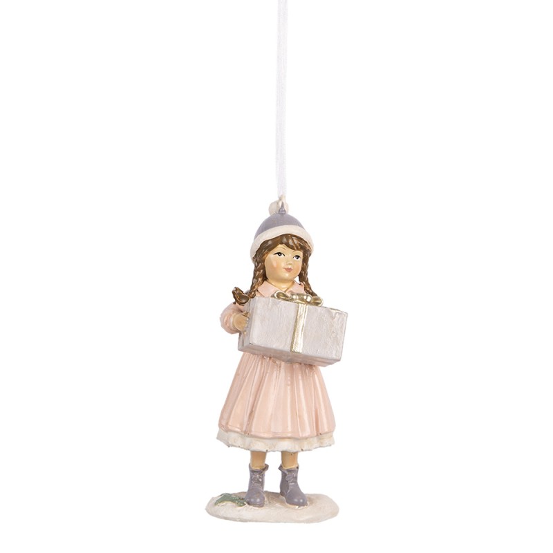 Clayre & Eef Kersthanger Kind 11 cm Roze Kunststof