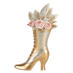 Clayre & Eef Decorative Figurine Shoe 14x7x22 cm Gold colored Plastic